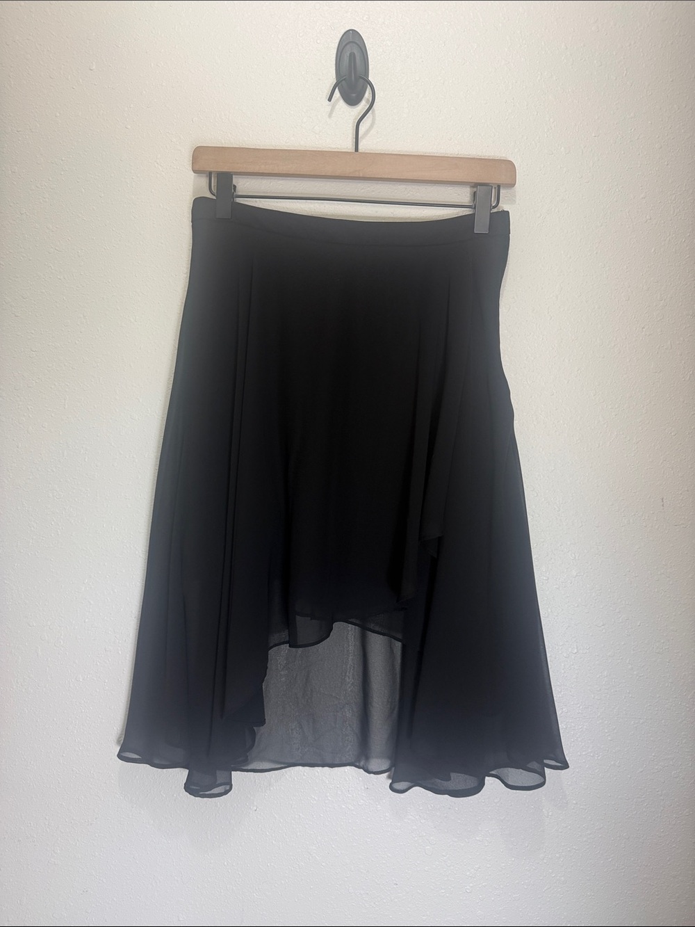 BCX Classic Black Asymmetric Chiffon Skirt, Size 5